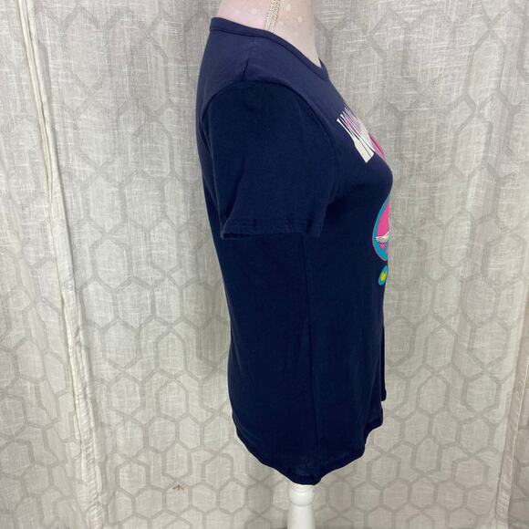 CHASER Woodstock Navy Blue Tee Sz S Retro 60s Short Sleeve Cotton Knit - Picture 2 of 7